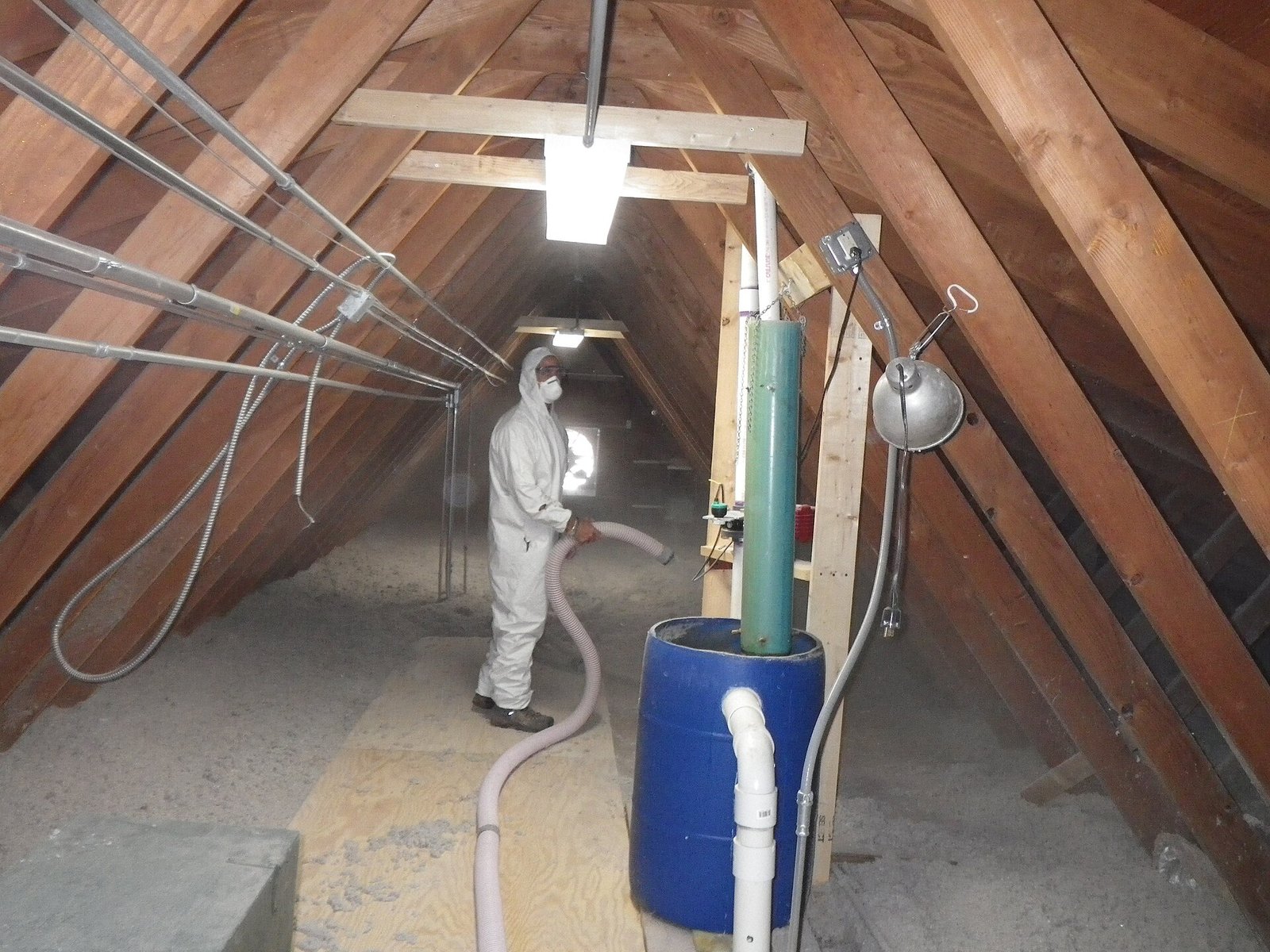 Cellulose insulation installed in an attic